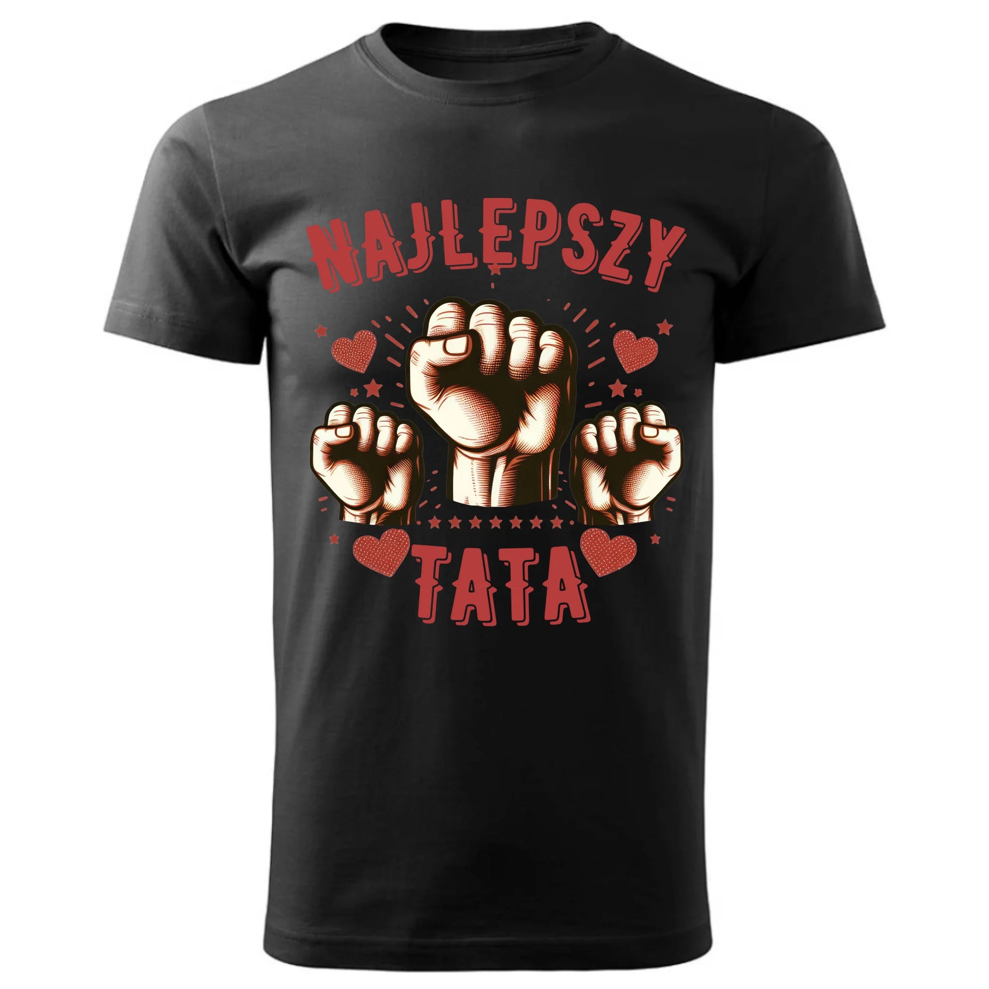 Prezent dla taty czarna koszulka z nadrukiem DZIEŃ OJCA TATA