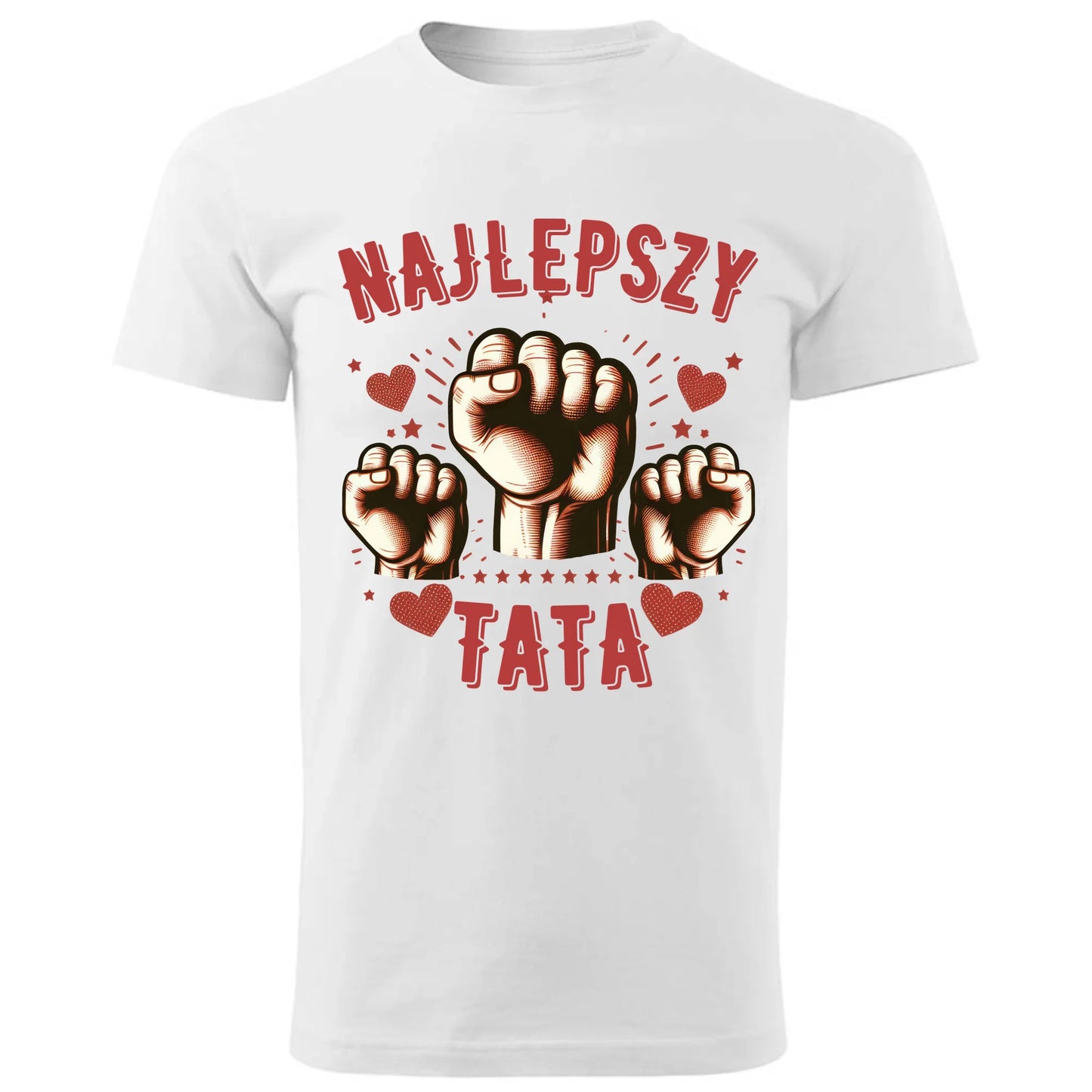 Prezent dla taty biała koszulka z nadrukiem DZIEŃ OJCA TATA
