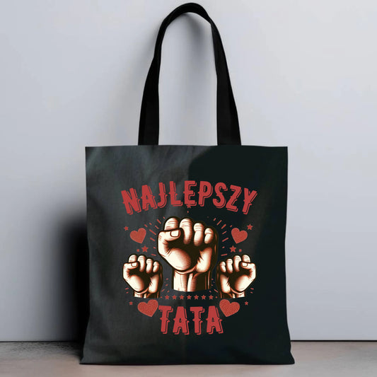 Personalizowana eco torba z nadrukiem dla taty - czarna - prezent dla taty, Dzień Ojca, Święta, Urodziny
