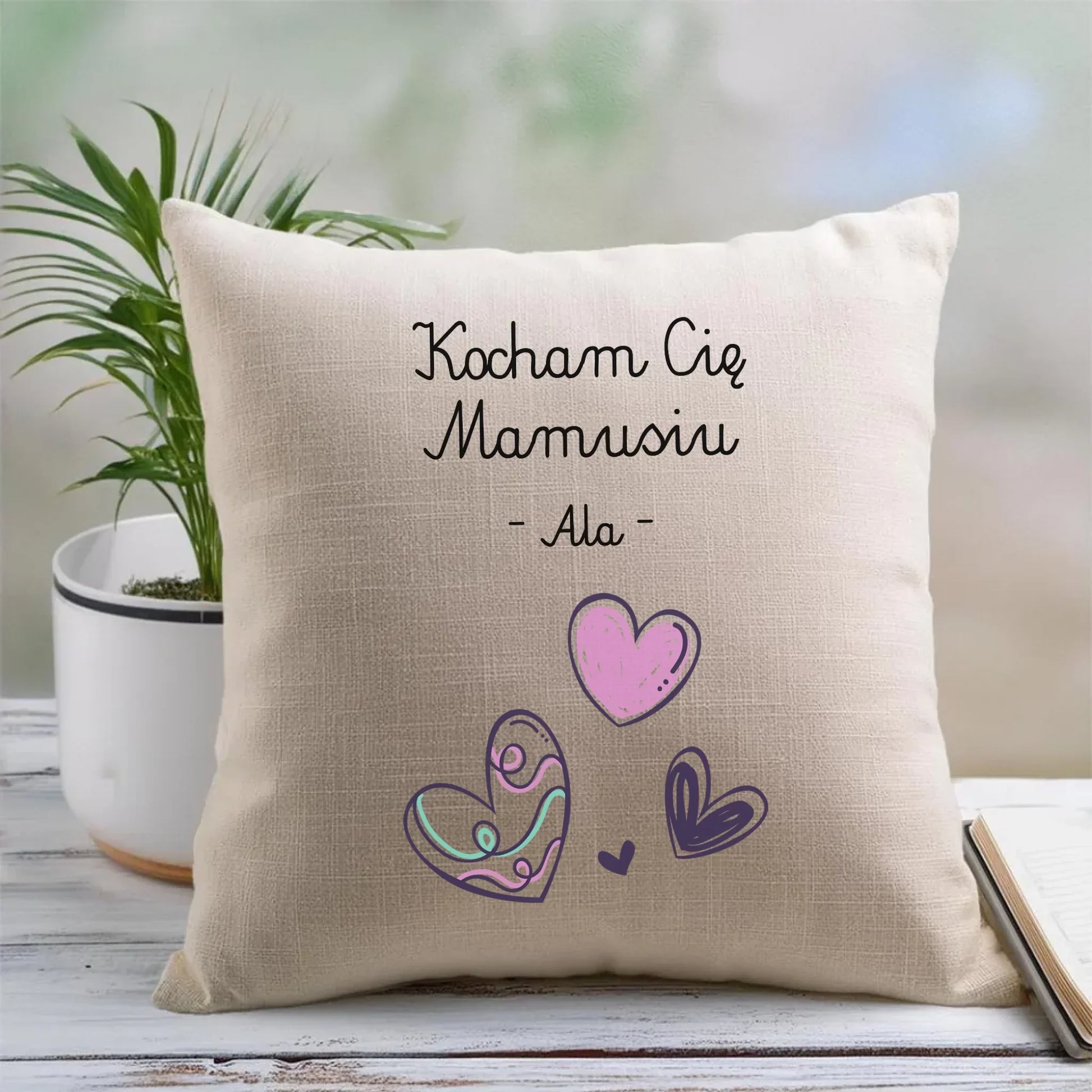 Kocham Cię Mamusiu personalizacja | Poduszka prezent dla mamy DM05 - StoryCups.pl