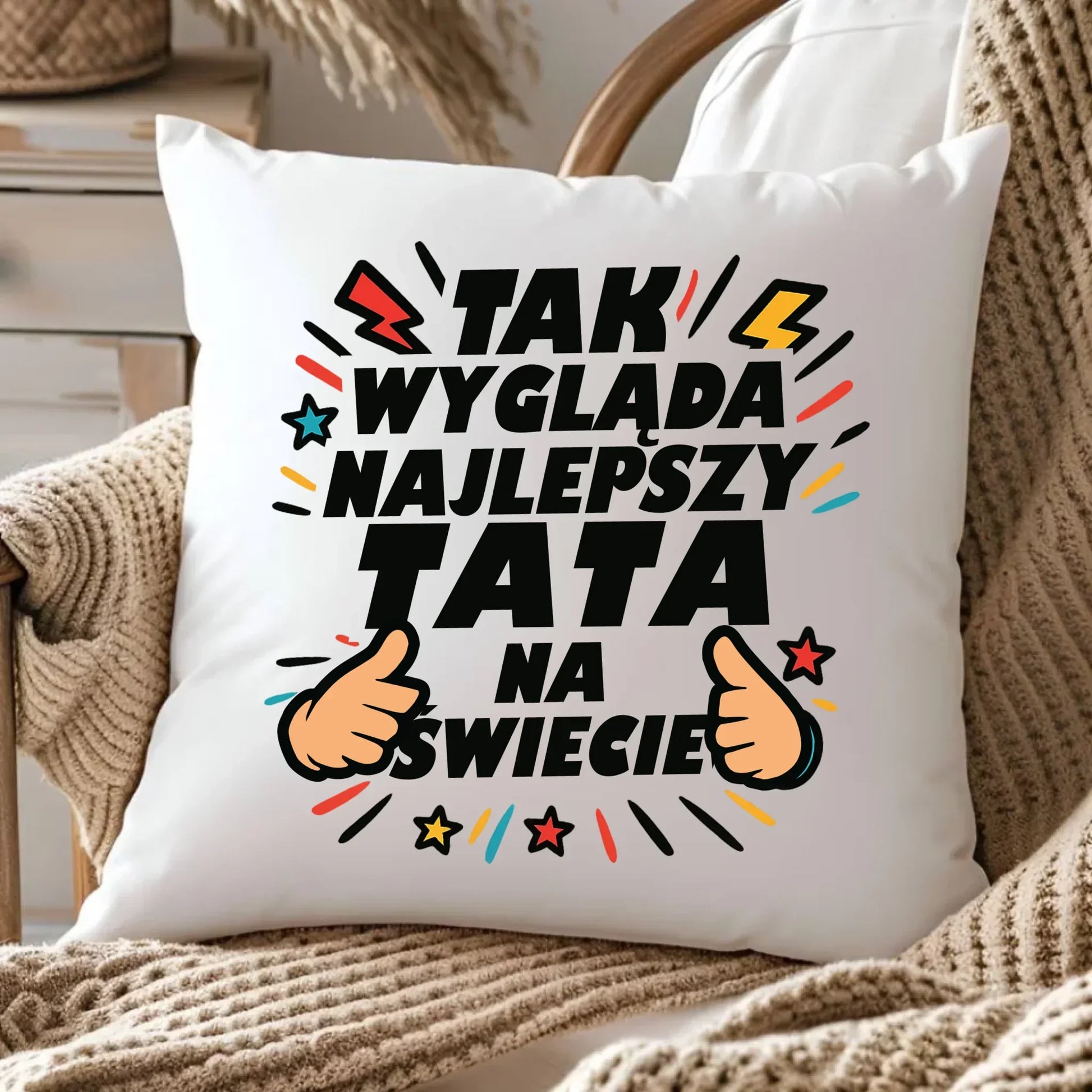 Tak wygląda najlepszy tata na świecie | Poduszka dla taty DT08 - StoryCups.pl