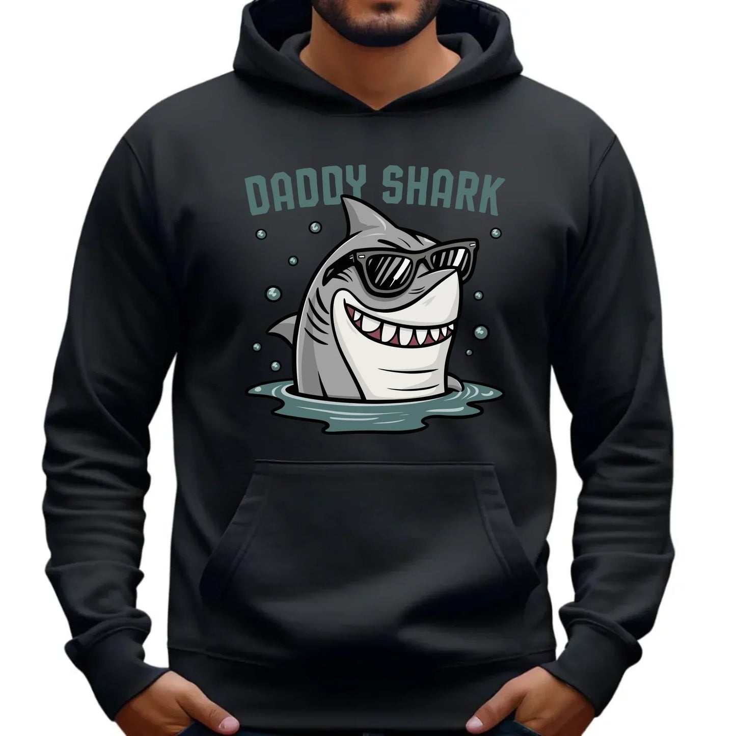 Daddy shark | Bluza męska z kapturem dla taty DT15 - StoryCups.pl