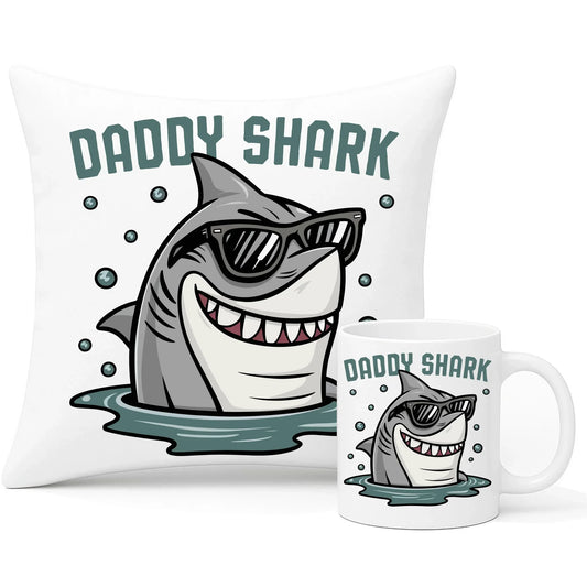 Daddy shark | Zestaw poduszka i kubek dla taty DT15 - StoryCups.pl