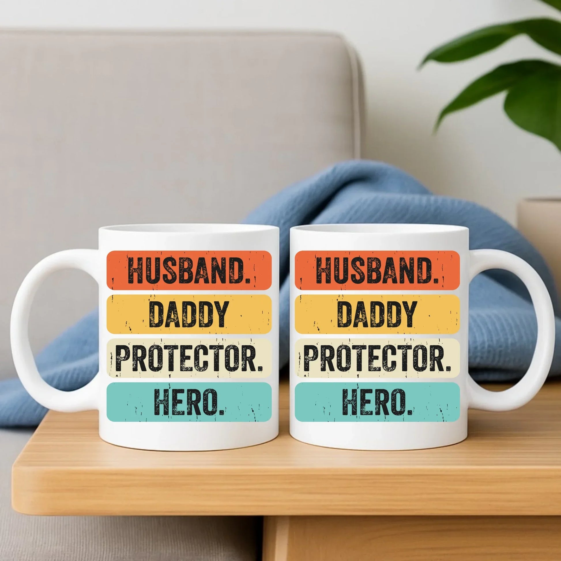 Husband daddy protector hero | Zestaw poduszka i kubek dla taty DT05 - StoryCups.pl