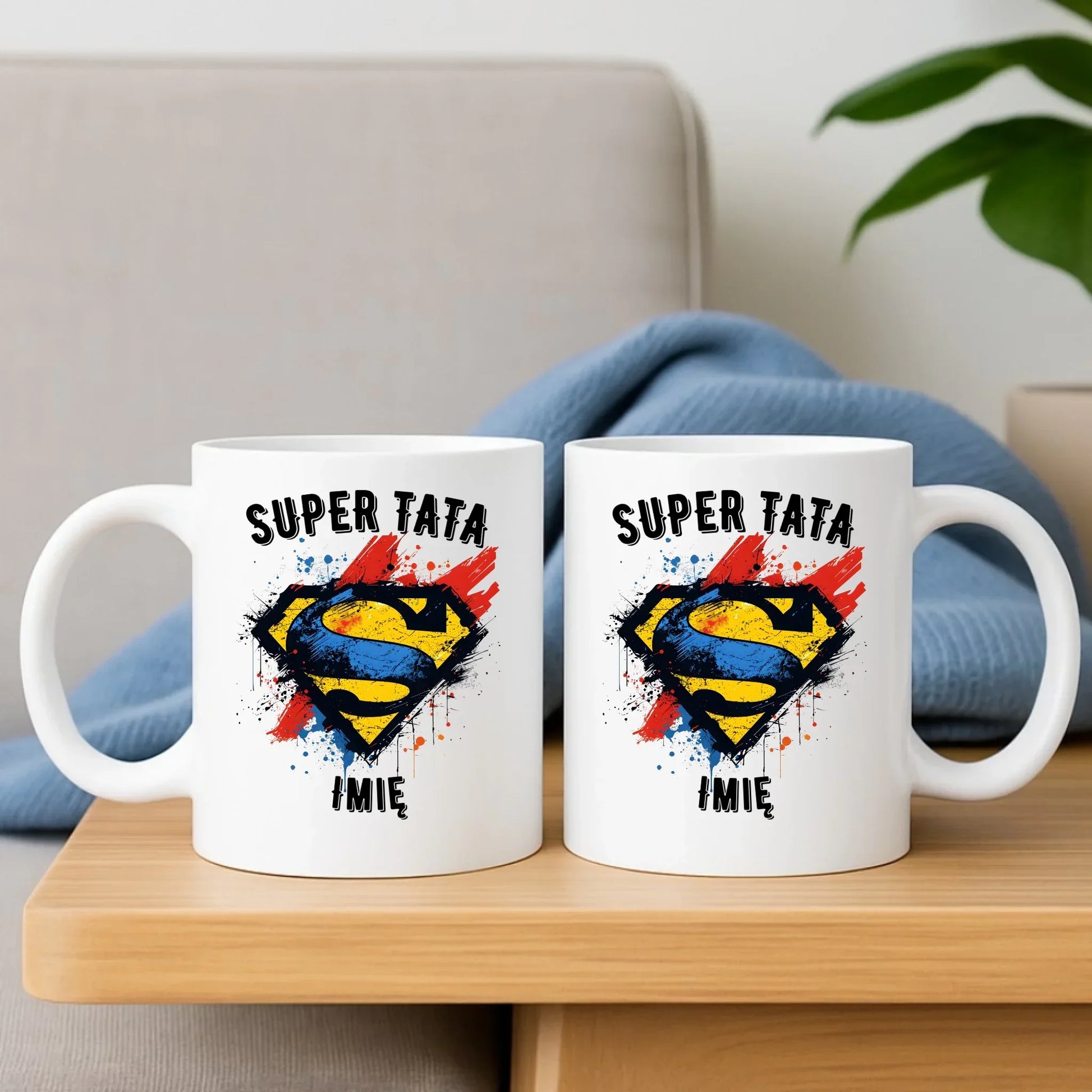 Super Tata imię | Zestaw poduszka i kubek dla taty DT07 - StoryCups.pl