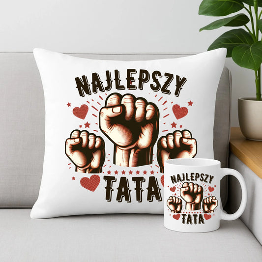 Zestaw prezentowy dla taty poduszka i kubek z nadrukiem Dzień Ojca