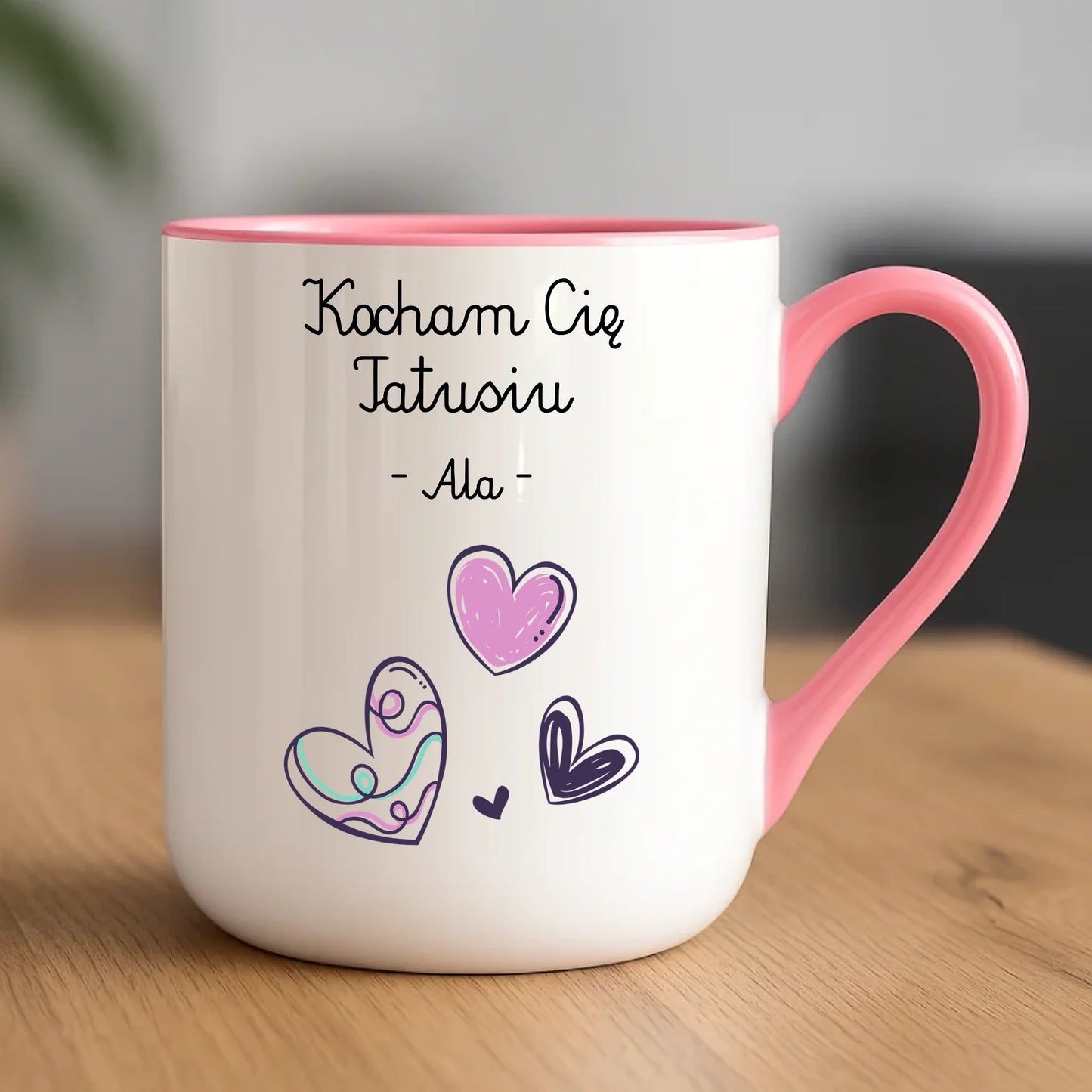 Personalizowany kubek dla taty upominek na Dzień Ojca - różowy