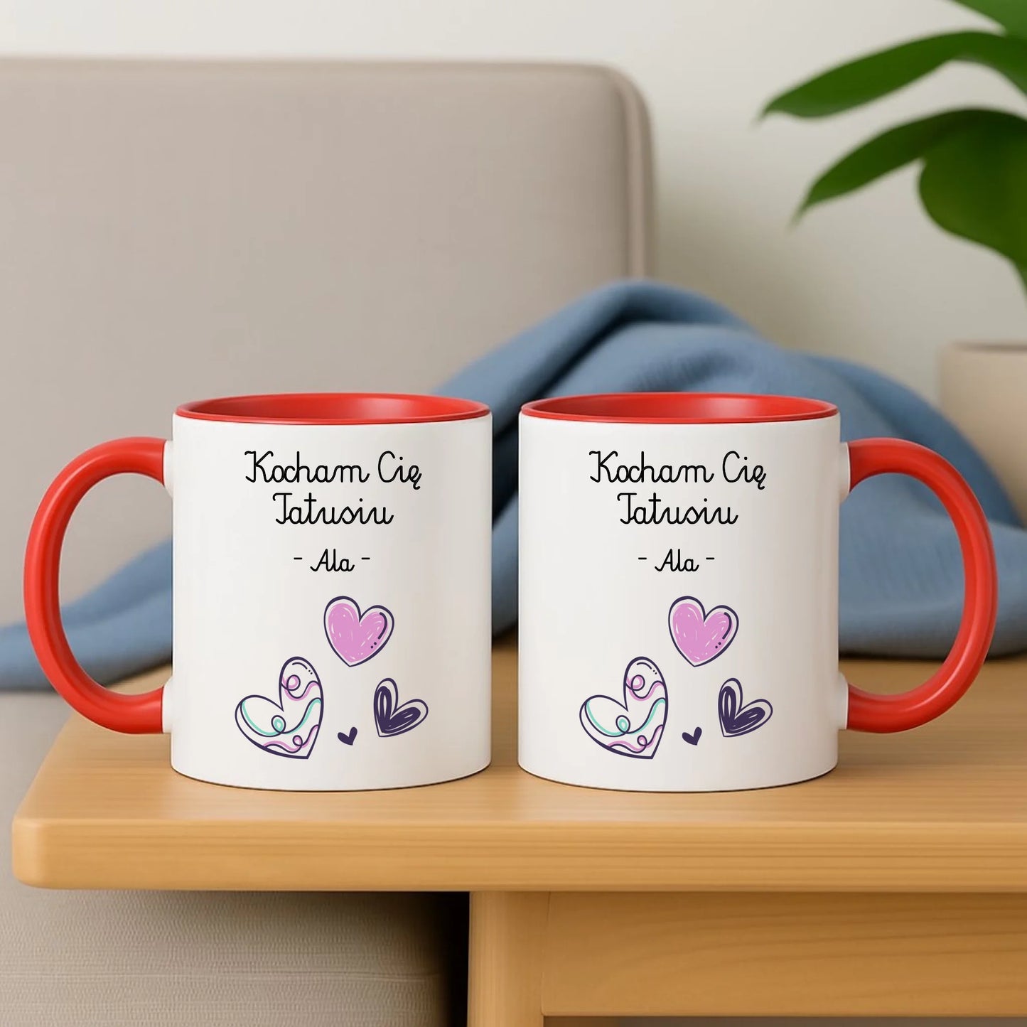 Personalizowany czerwony kubek dla taty na prezent Dzień Ojca Święta Urodziny