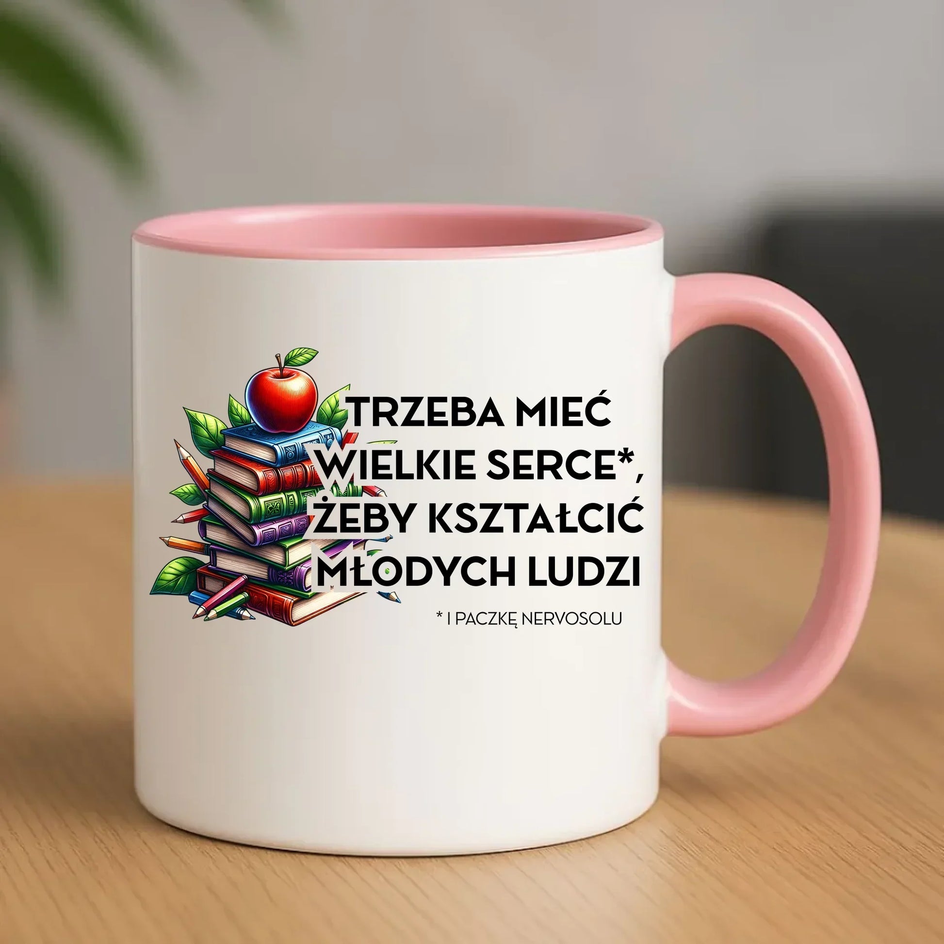 Trzeba mieć wielkie serce i paczkę nervosolu | Kubek prezent dla nauczyciela N73 - StoryCups.pl