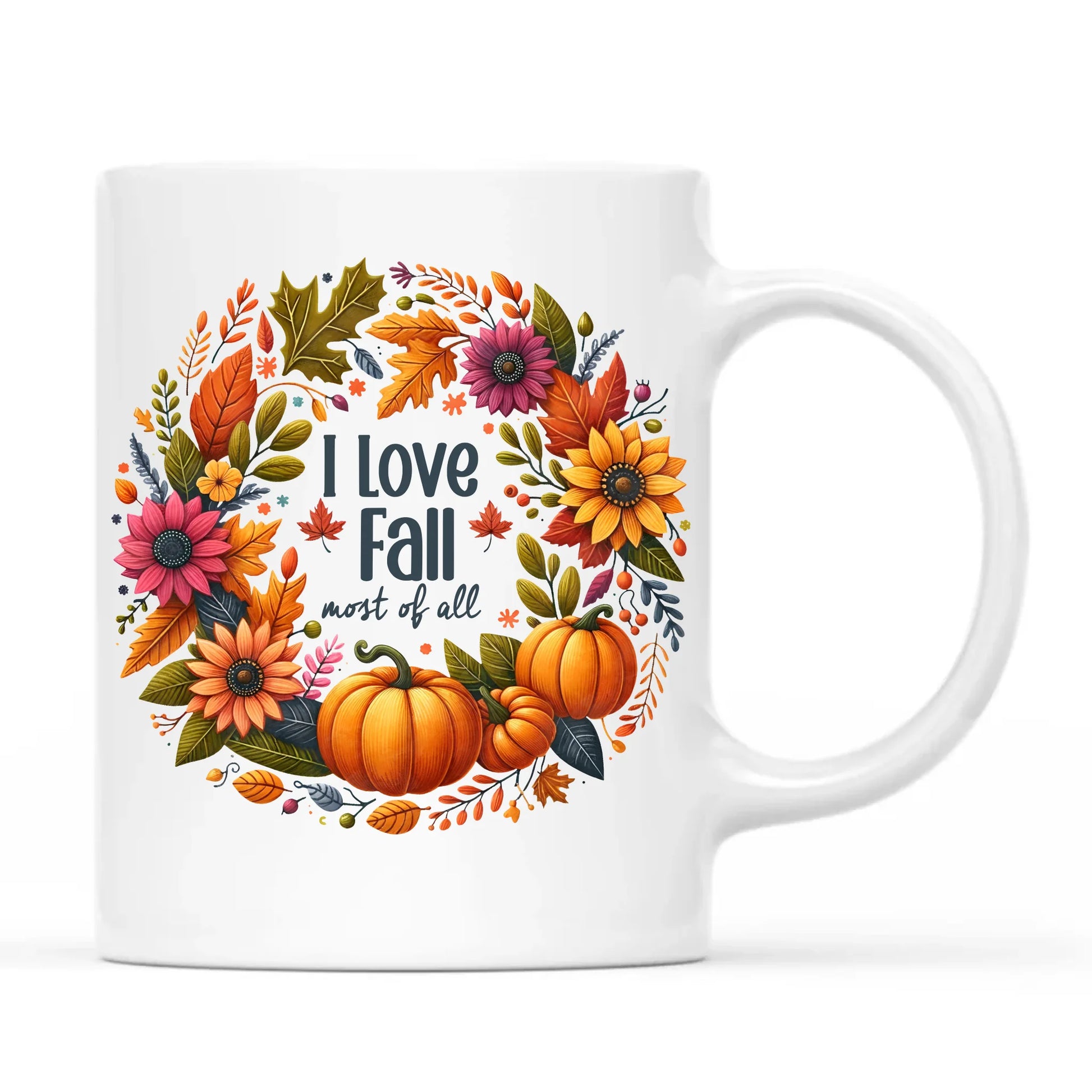 Kubek jesienny jesienny - Kocham jesień - dynia z liśćmi JS03 - StoryCups.pl