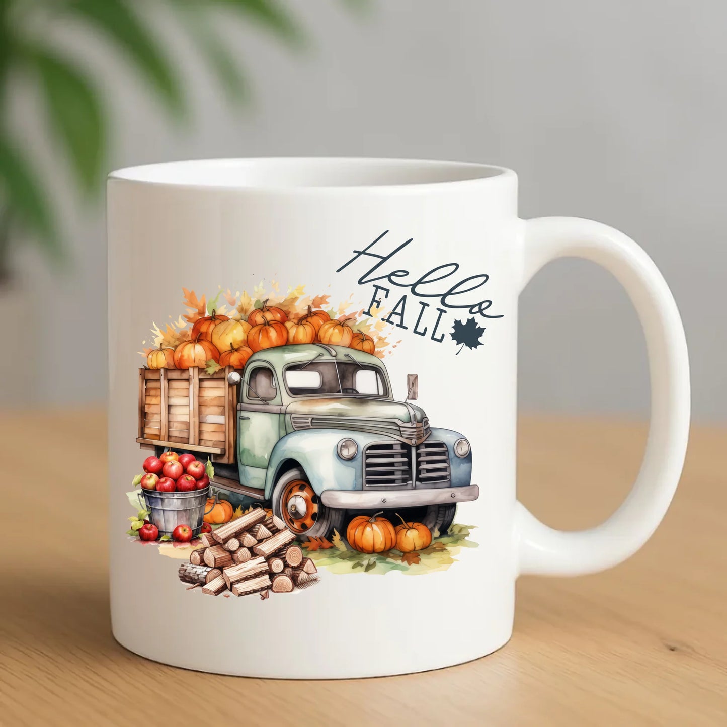 Kubek jesień – Hello Fall ciężarówka z dyniami JS08 - StoryCups.pl