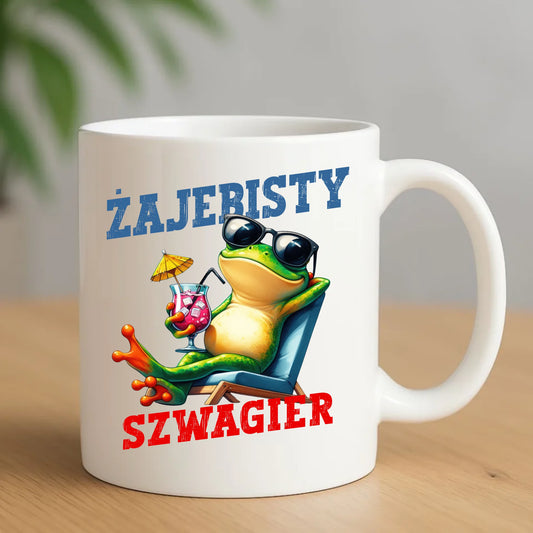 Ceramiczny biały kubek z nadrukiem na prezent