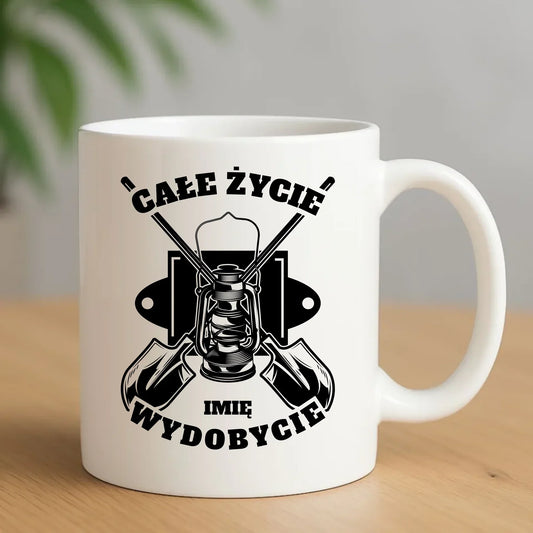 Ceramiczny biały kubek z nadrukiem na prezent