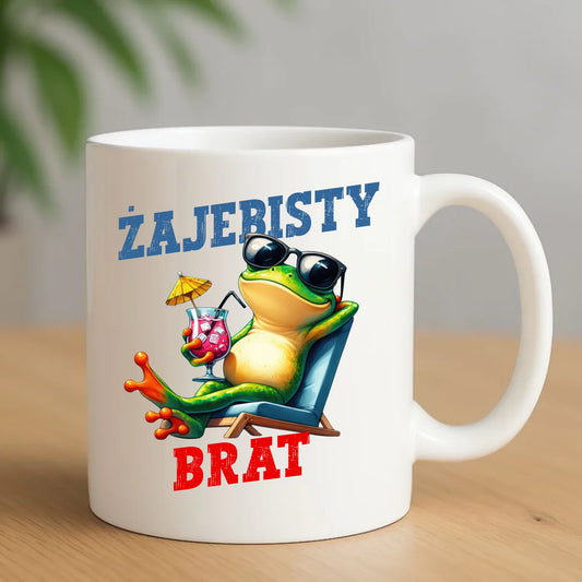 Ceramiczny biały kubek z nadrukiem na prezent