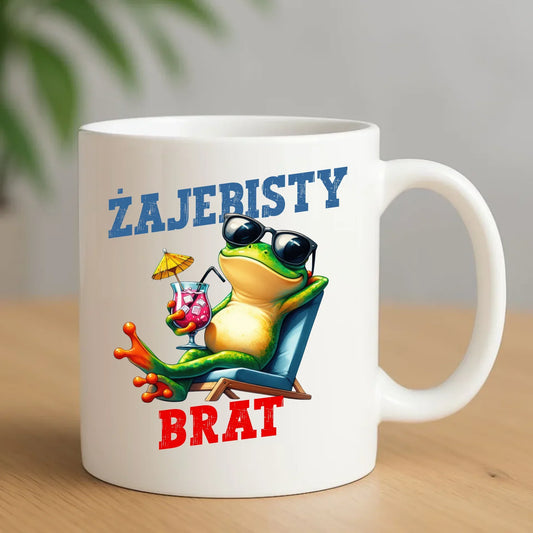 Ceramiczny biały kubek z nadrukiem na prezent