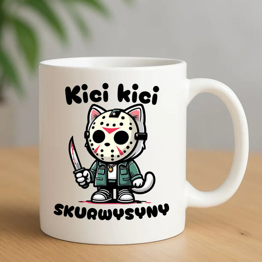 Ceramiczny biały kubek z nadrukiem na prezent