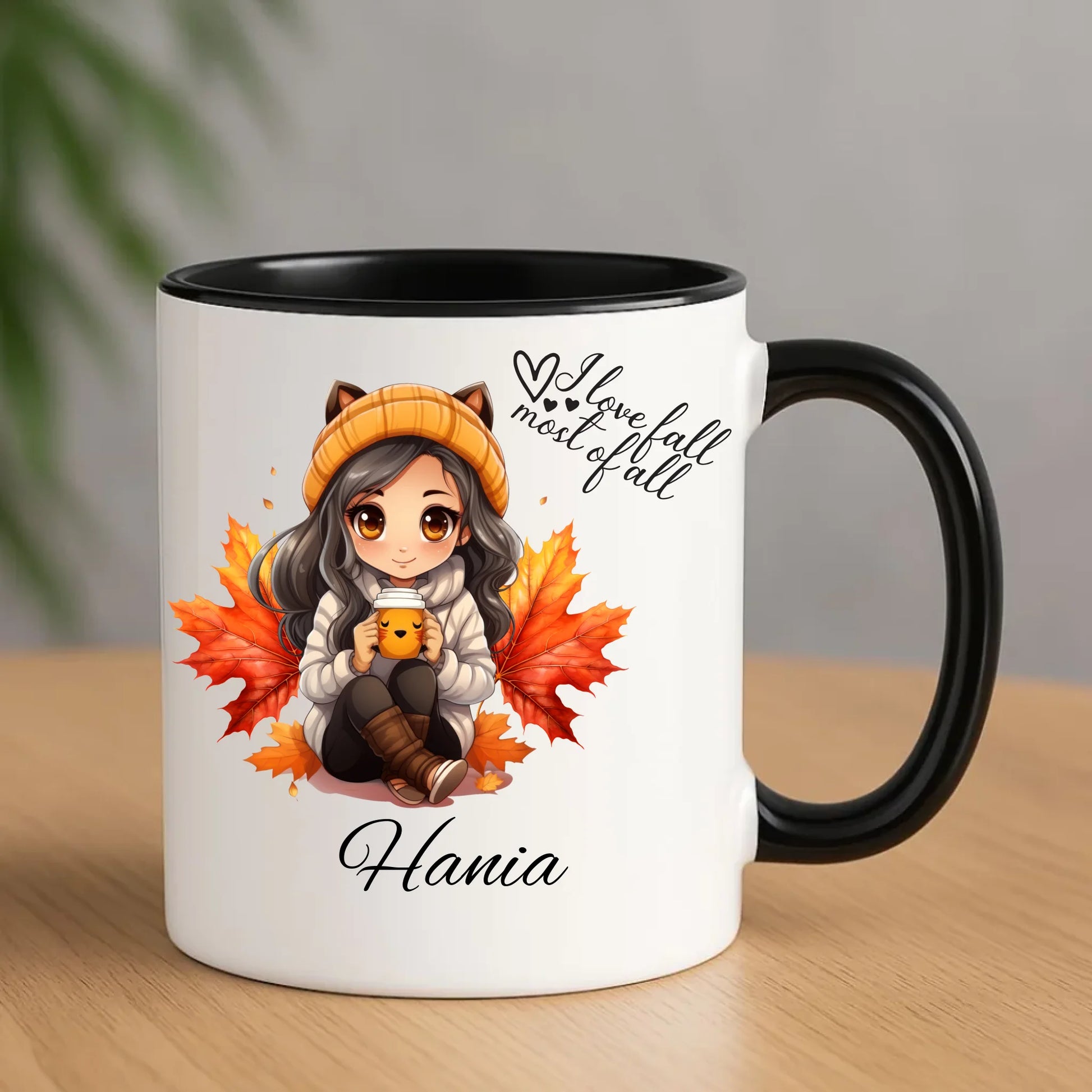 Ceramiczny czarny kubek z nadrukiem na prezent