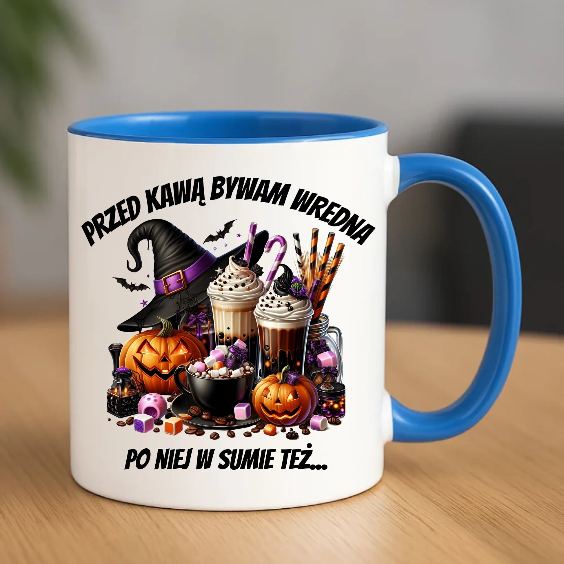 Kubek Halloween – Przed kawą bywam wredna, po niej w sumie też HL30 - StoryCups.pl
