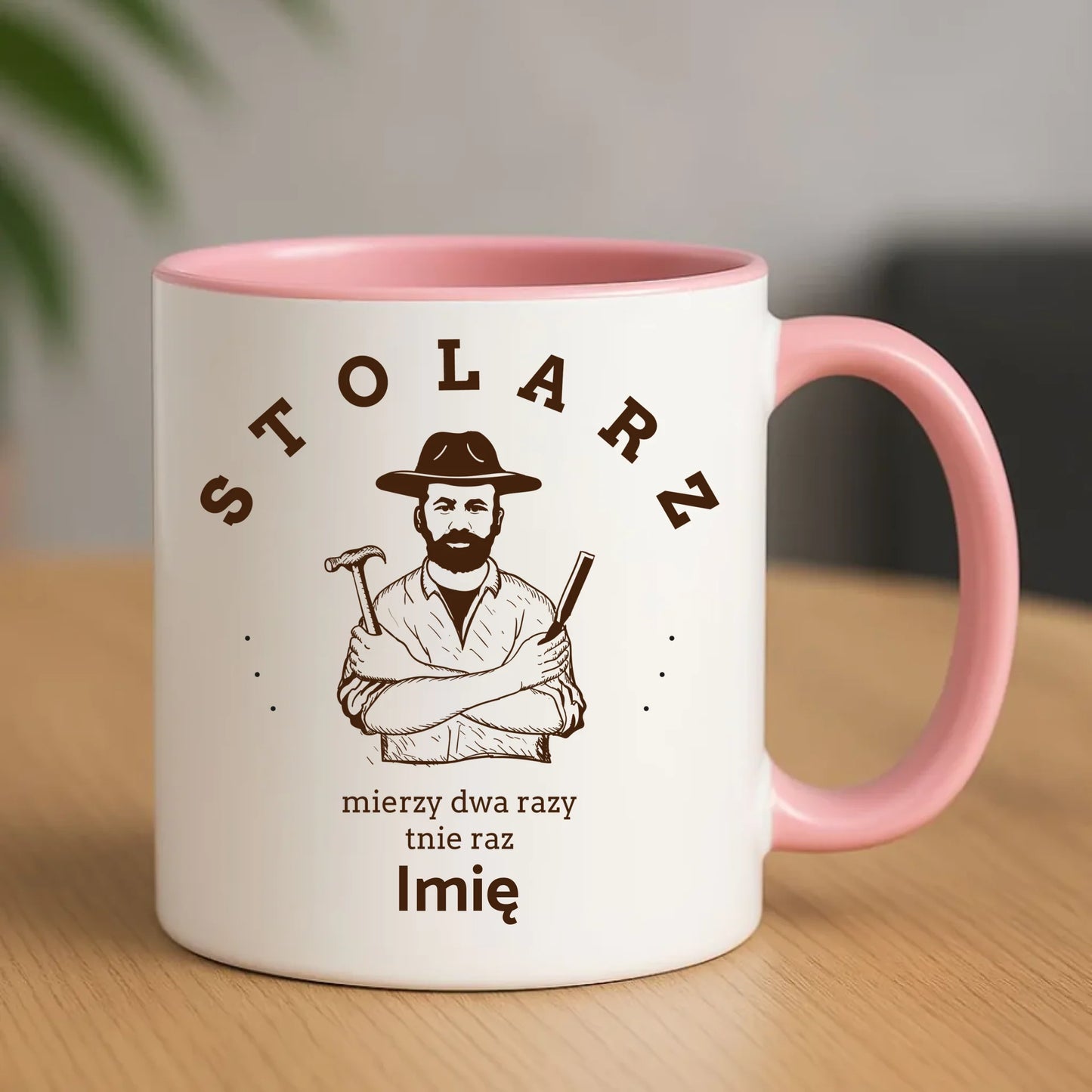 Stolarz mierzy dwa razy tnie raz | Kubek z imieniem dla stolarza ZS02 - StoryCups.pl
