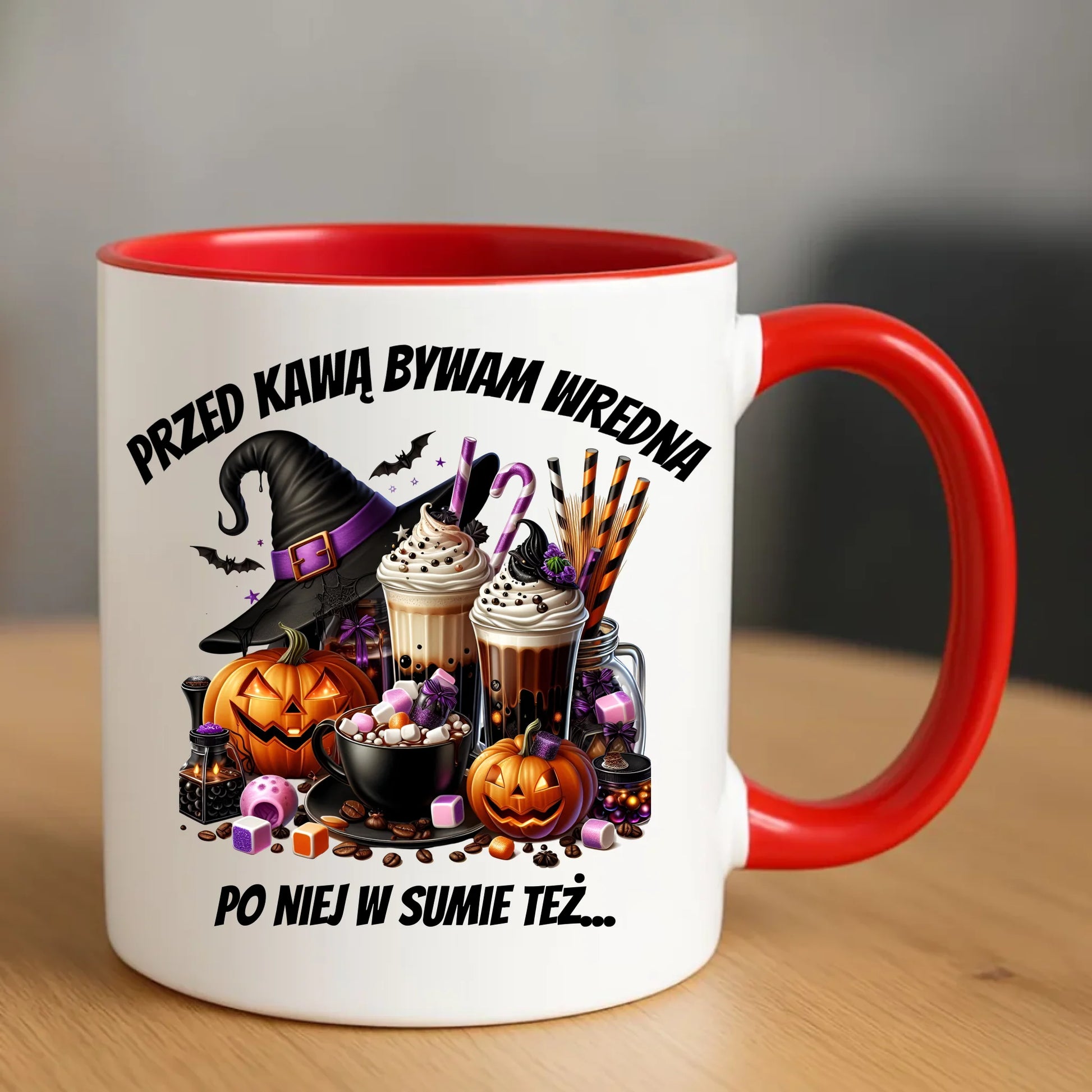 Kubek Halloween – Przed kawą bywam wredna, po niej w sumie też HL30 - StoryCups.pl