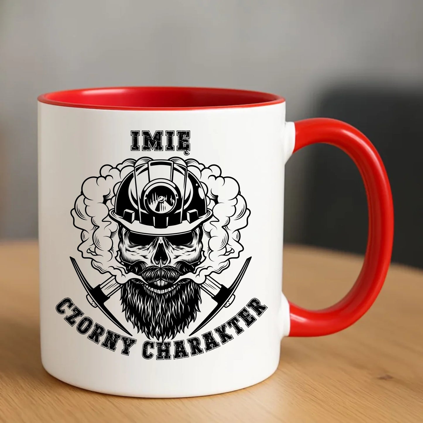Ceramiczny czerwony kubek z nadrukiem na prezent