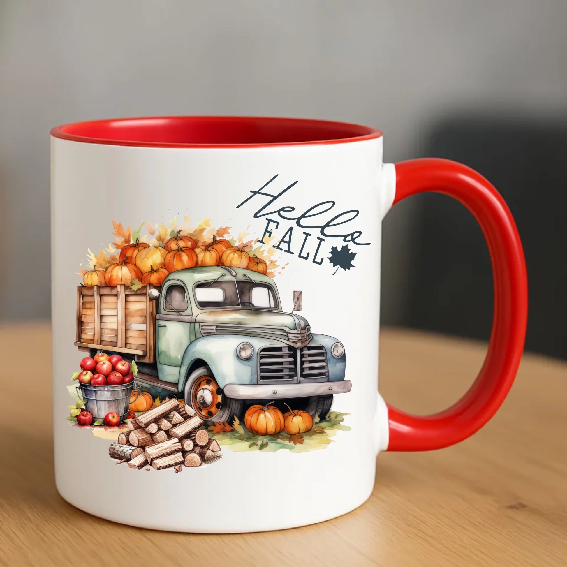 Kubek jesień – Hello Fall ciężarówka z dyniami JS08 - StoryCups.pl