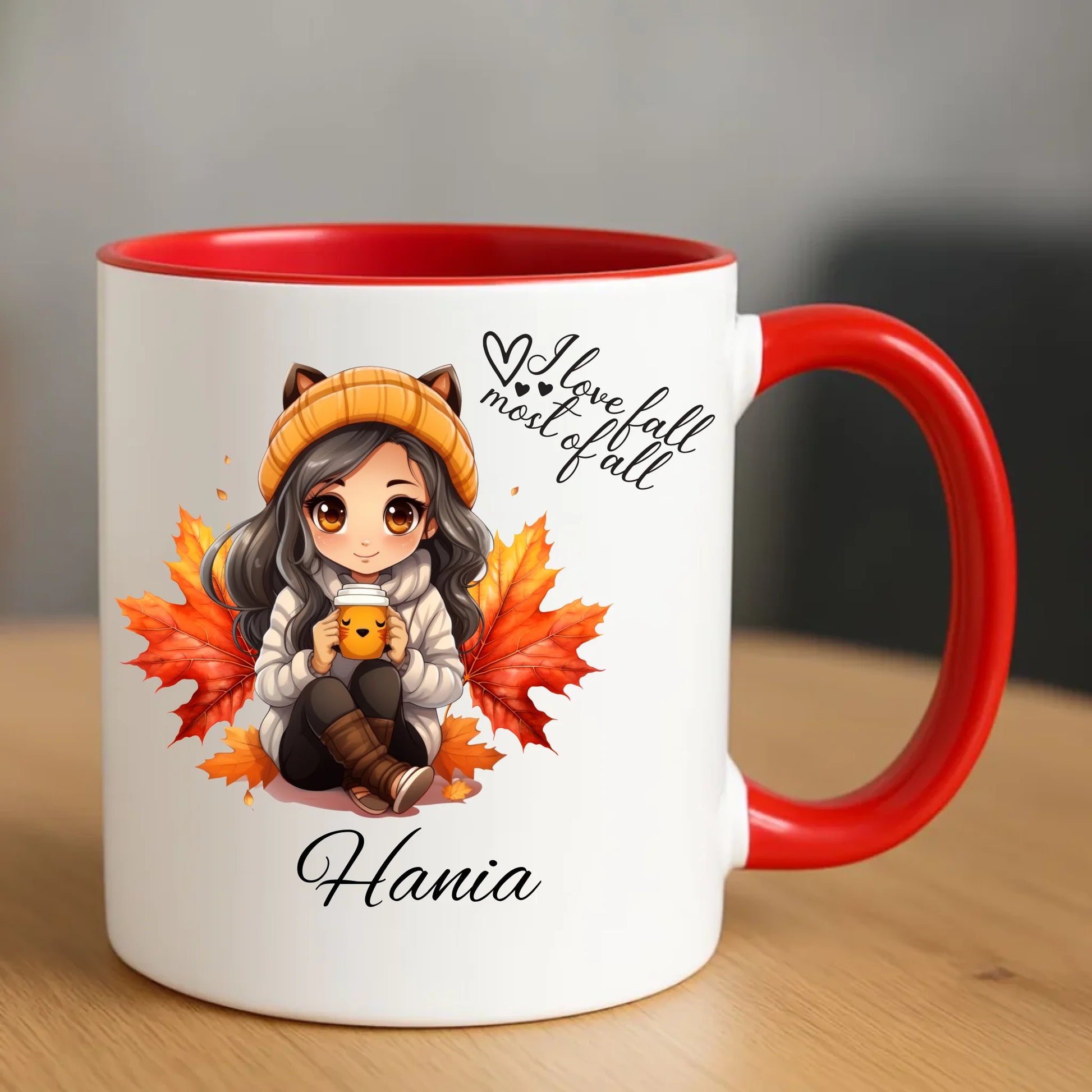 Ceramiczny czerwony kubek z nadrukiem na prezent