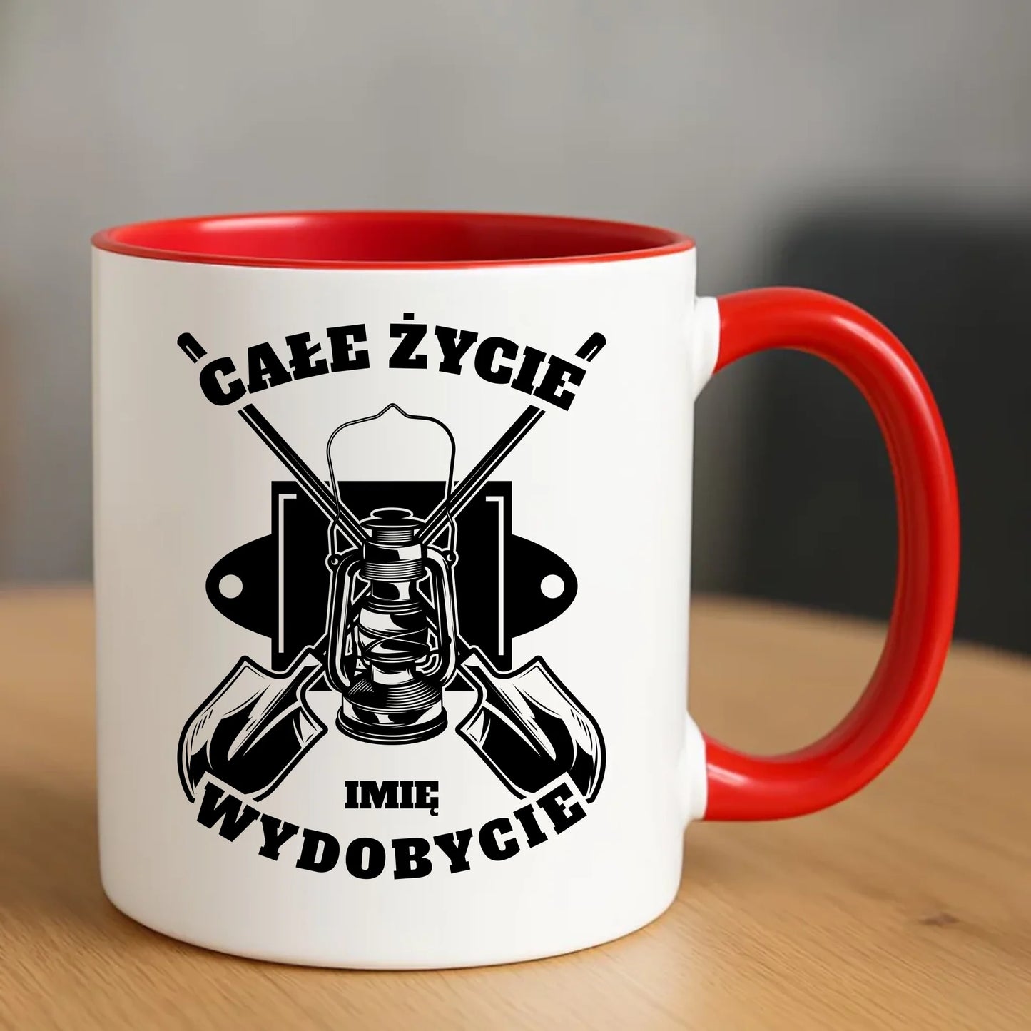 Kubek - prezent dla górnika - Całe życie wydobycie - personalizowany G01 - StoryCups.pl