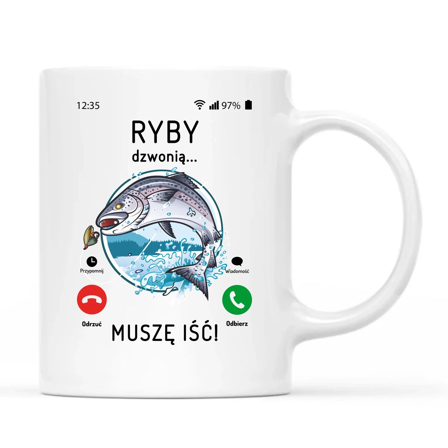 Ryby dzwonią muszę iść | Kubek wędkarza D37 - StoryCups.pl