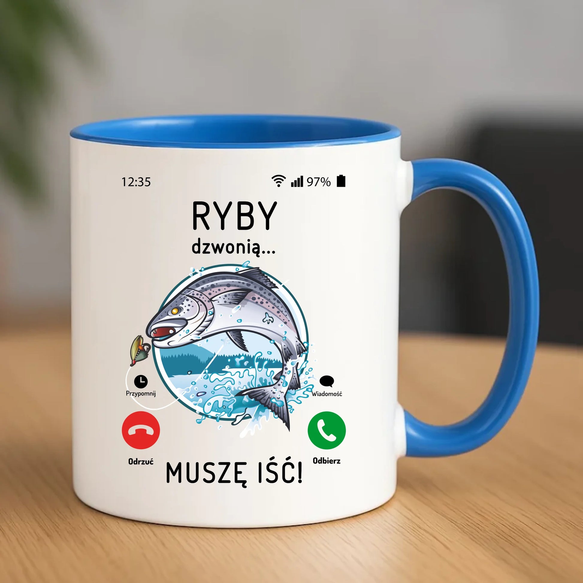 Ryby dzwonią muszę iść | Kubek wędkarza D37 - StoryCups.pl