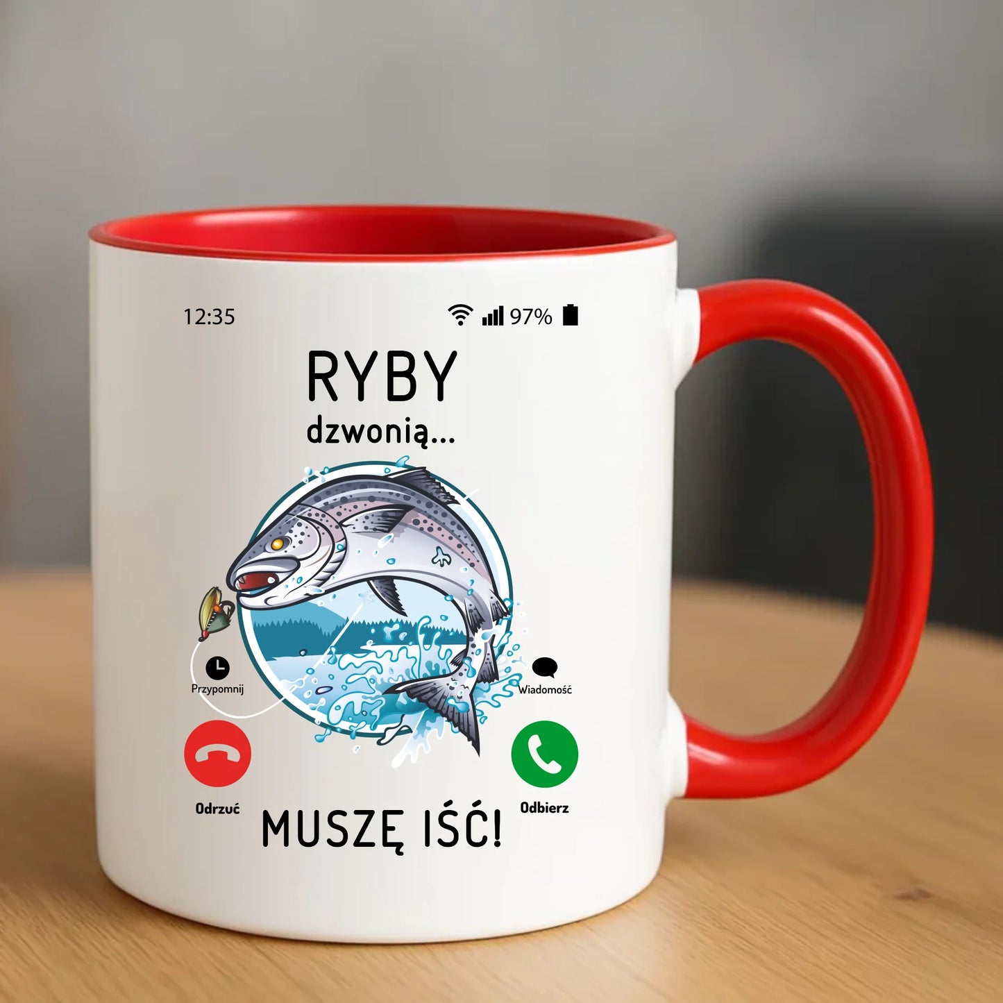 Ryby dzwonią muszę iść | Kubek wędkarza D37 - StoryCups.pl