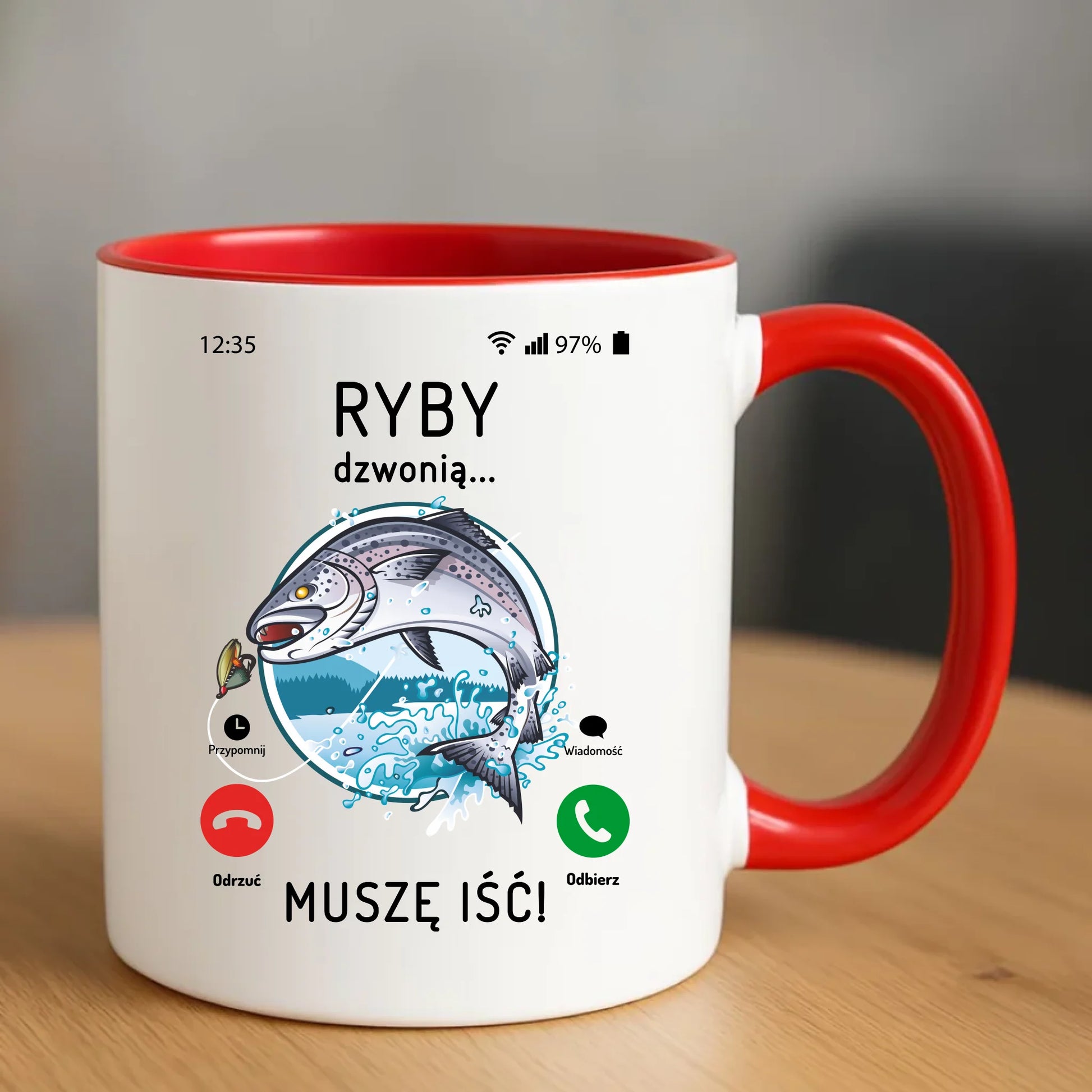 Ryby dzwonią muszę iść | Kubek wędkarza D37 - StoryCups.pl