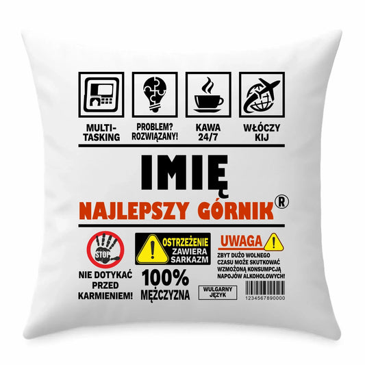 Najlepszy górnik 24/7 | Personalizowana poduszka dla górnika G11 - StoryCups.pl