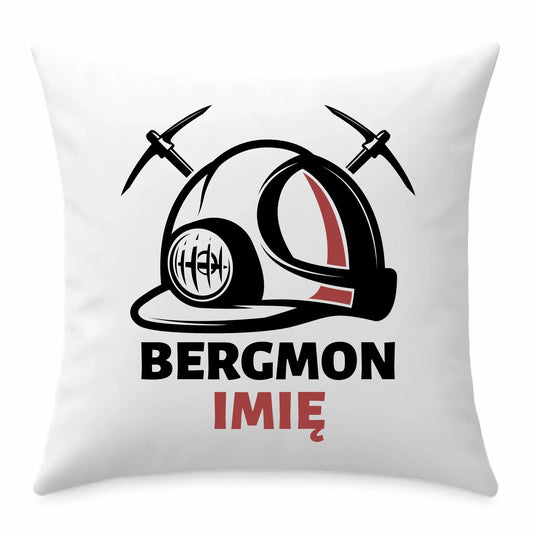 Bergmon imię | Personalizowana poduszka dla górnika na prezent Barbórka G07 - StoryCups.pl