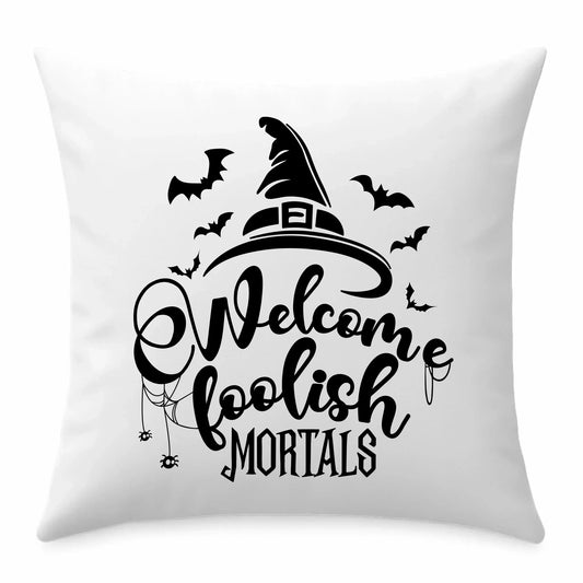 Witajcie Śmiertelnicy Halloween | Śmieszna poduszka z nadrukiem HL23 - StoryCups.pl