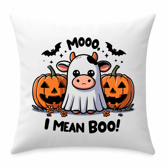 Poduszka na Halloween - Mooo I mean Boo! - z dynią i duchem HL14 - StoryCups.pl
