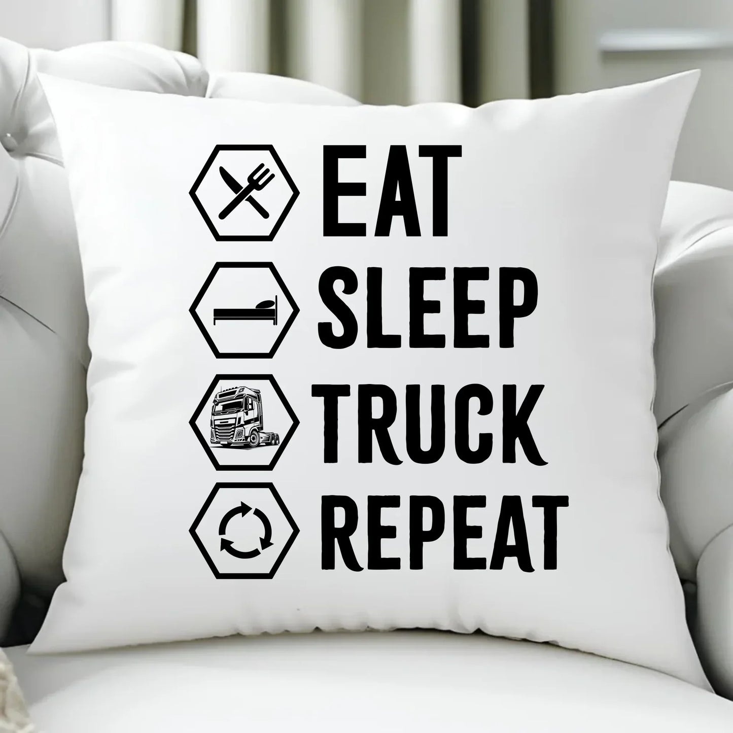 Eat Sleep Truck Repeat | Poduszka dla kierowcy tira ZKT05 - StoryCups.pl
