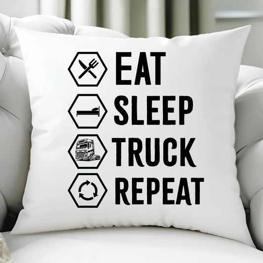 Eat Sleep Truck Repeat | Poduszka dla kierowcy tira ZKT05 - StoryCups.pl