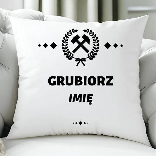 Grubiorz imię | Poduszka dla górnika na prezent G03 - StoryCups.pl