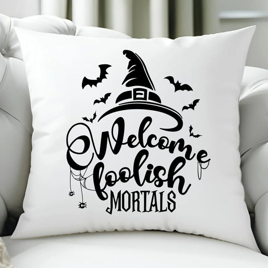 Witajcie Śmiertelnicy Halloween | Śmieszna poduszka z nadrukiem HL23 - StoryCups.pl