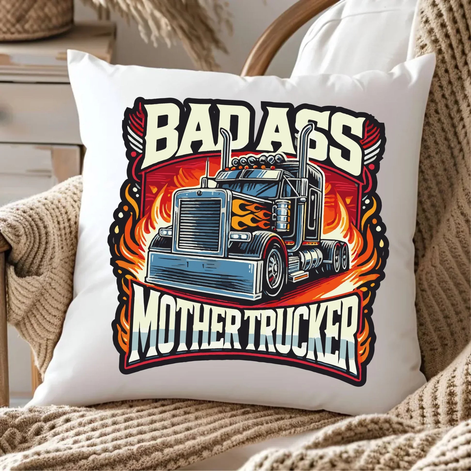 Badass Mother Trucker | Poduszka dla kierowcy tira ZKT04 - StoryCups.pl