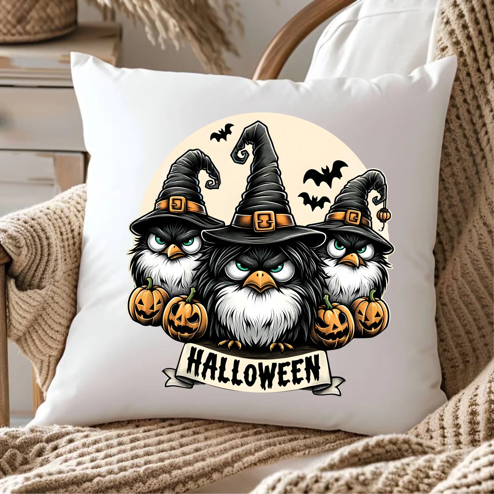 Poduszka na Halloween - Upiorne sowy wiedźmy HL15 - StoryCups.pl
