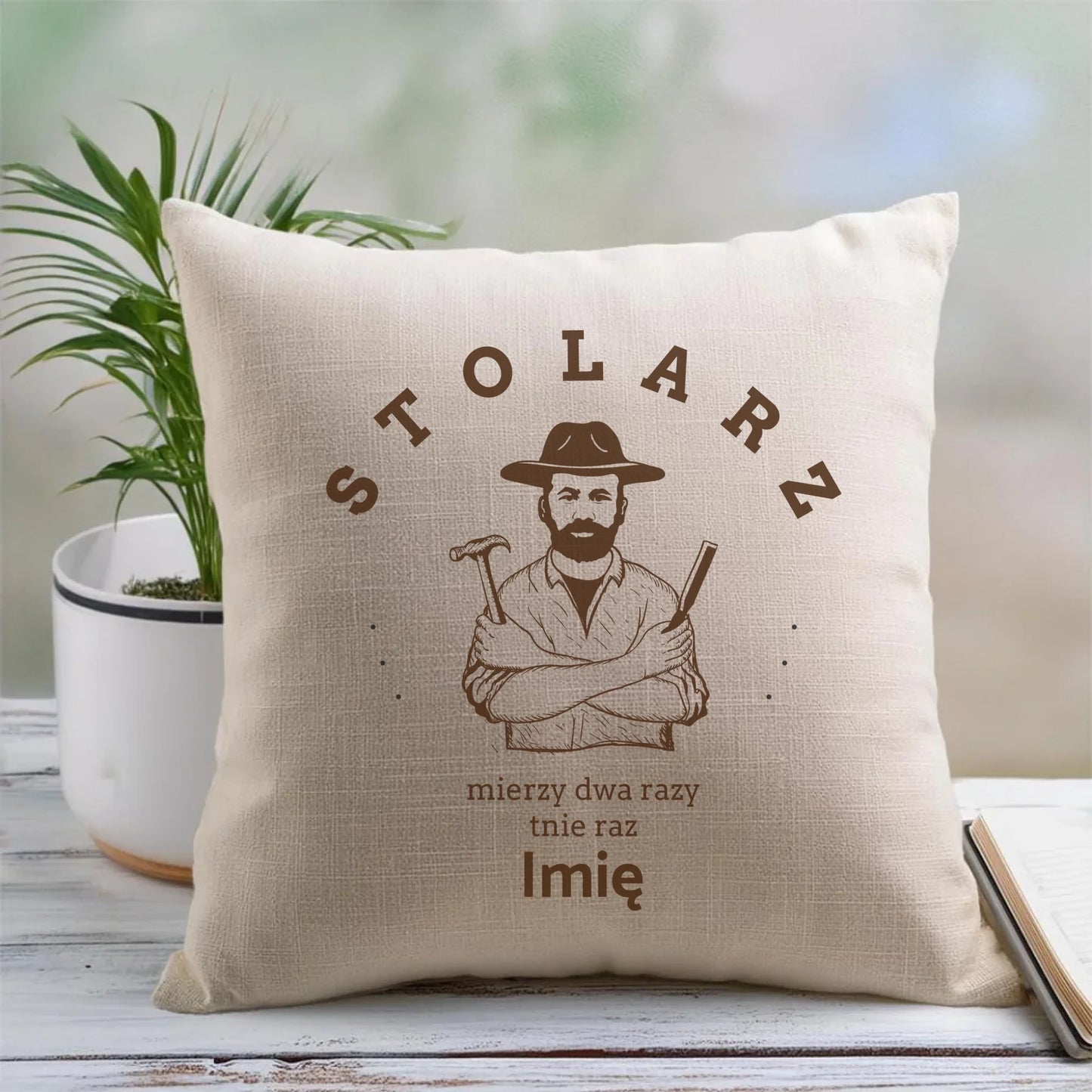 Lniana poduszka z nadrukiem na prezent 45cm