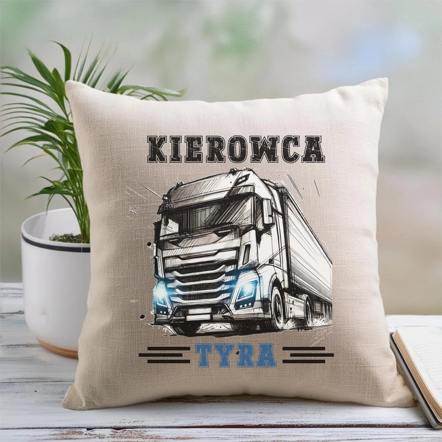 Lniana poduszka z nadrukiem na prezent 45cm
