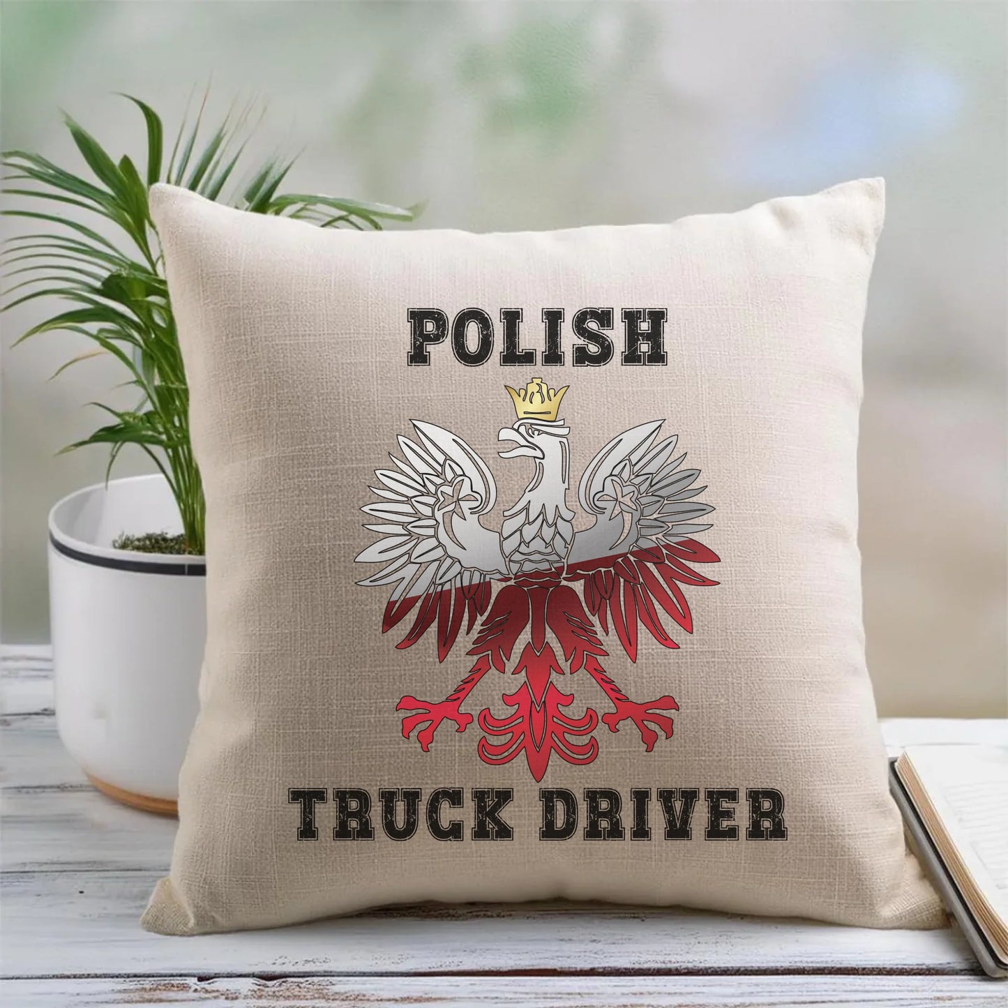 Lniana poduszka z nadrukiem na prezent 45cm