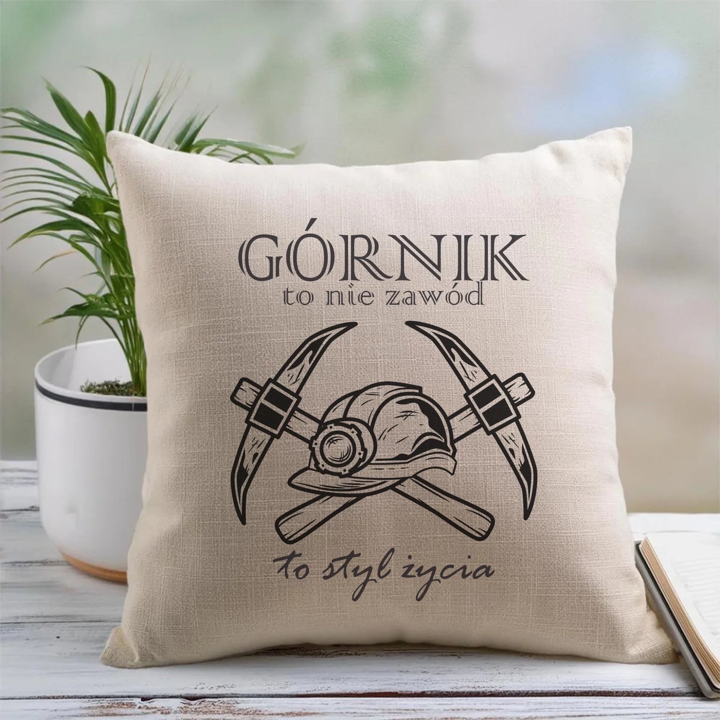 Lniana poduszka z nadrukiem na prezent 45cm