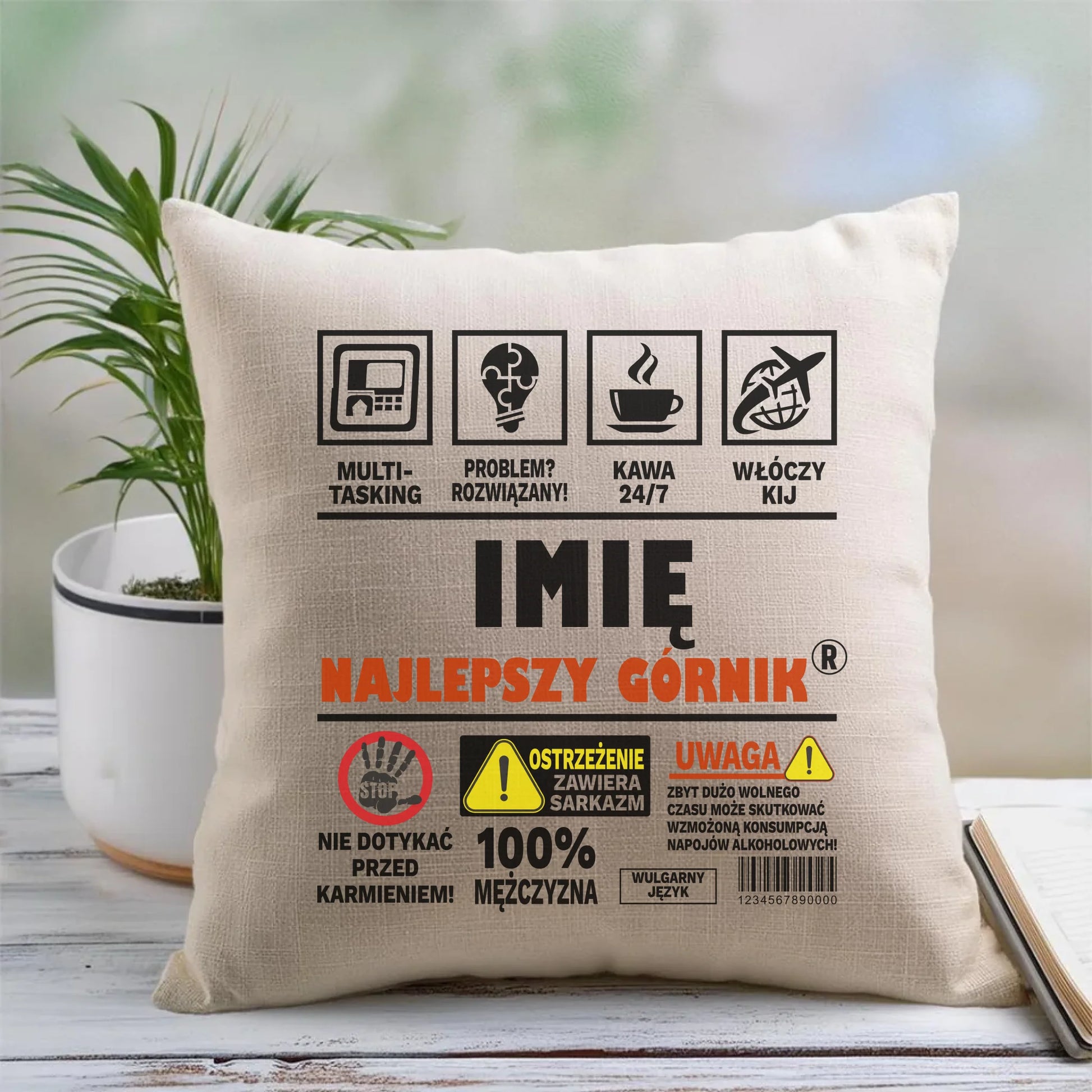 Poduszka - prezent dla górnika - Najlepszy górnik 24/7 - personalizowana G11 - StoryCups.pl