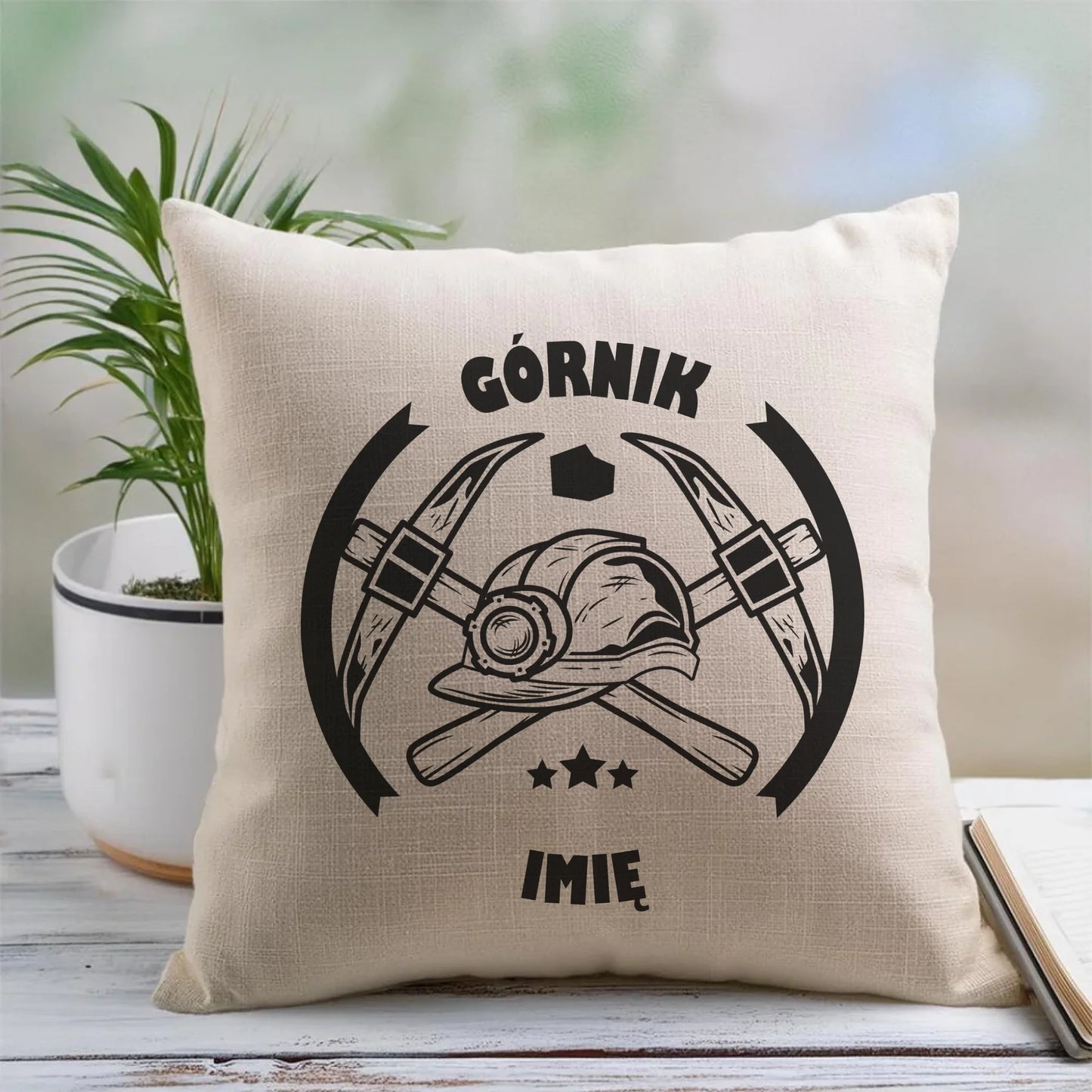Lniana poduszka z nadrukiem na prezent 45cm