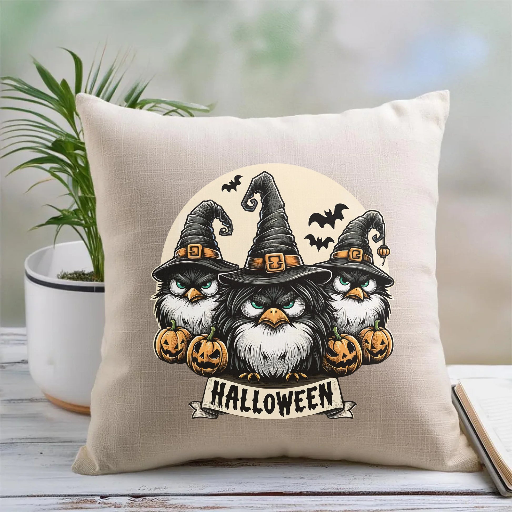 Poduszka na Halloween - Upiorne sowy wiedźmy HL15 - StoryCups.pl