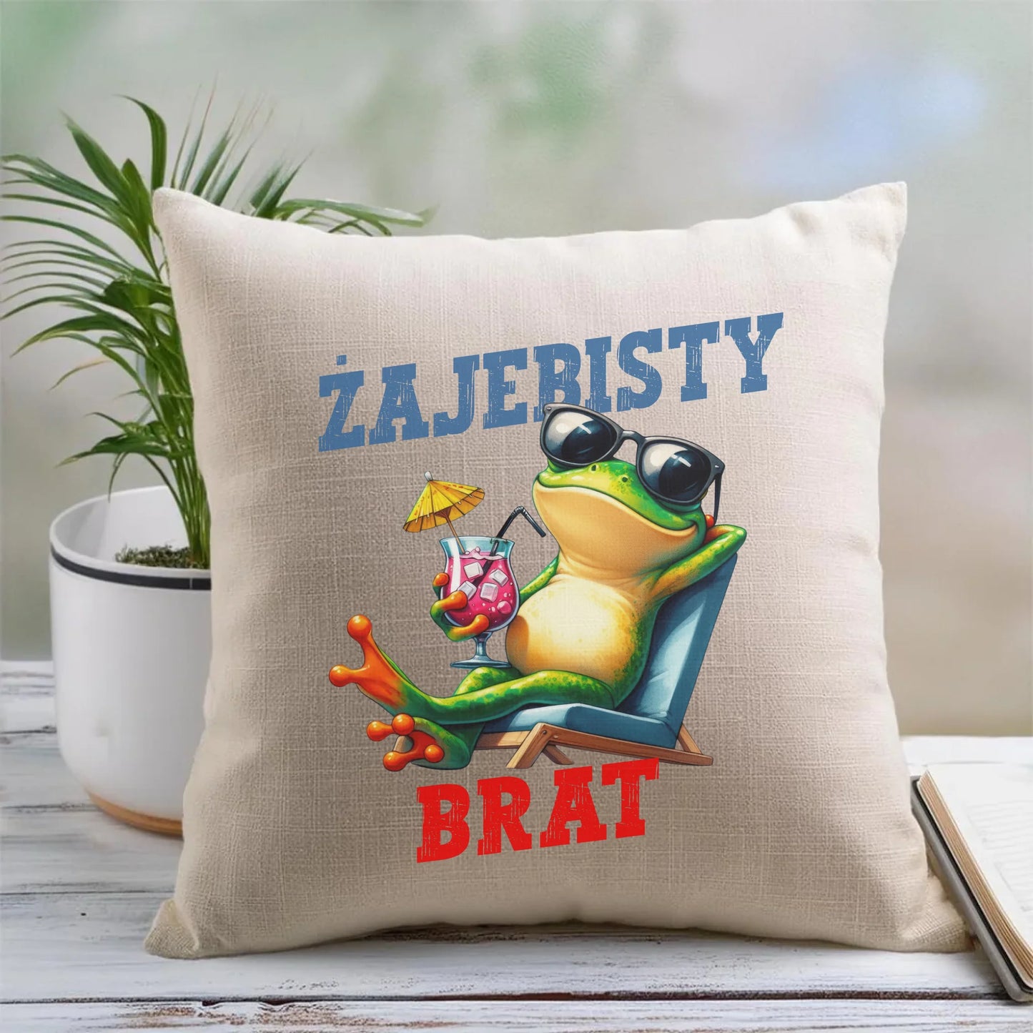 Lniana poduszka z nadrukiem na prezent 45cm